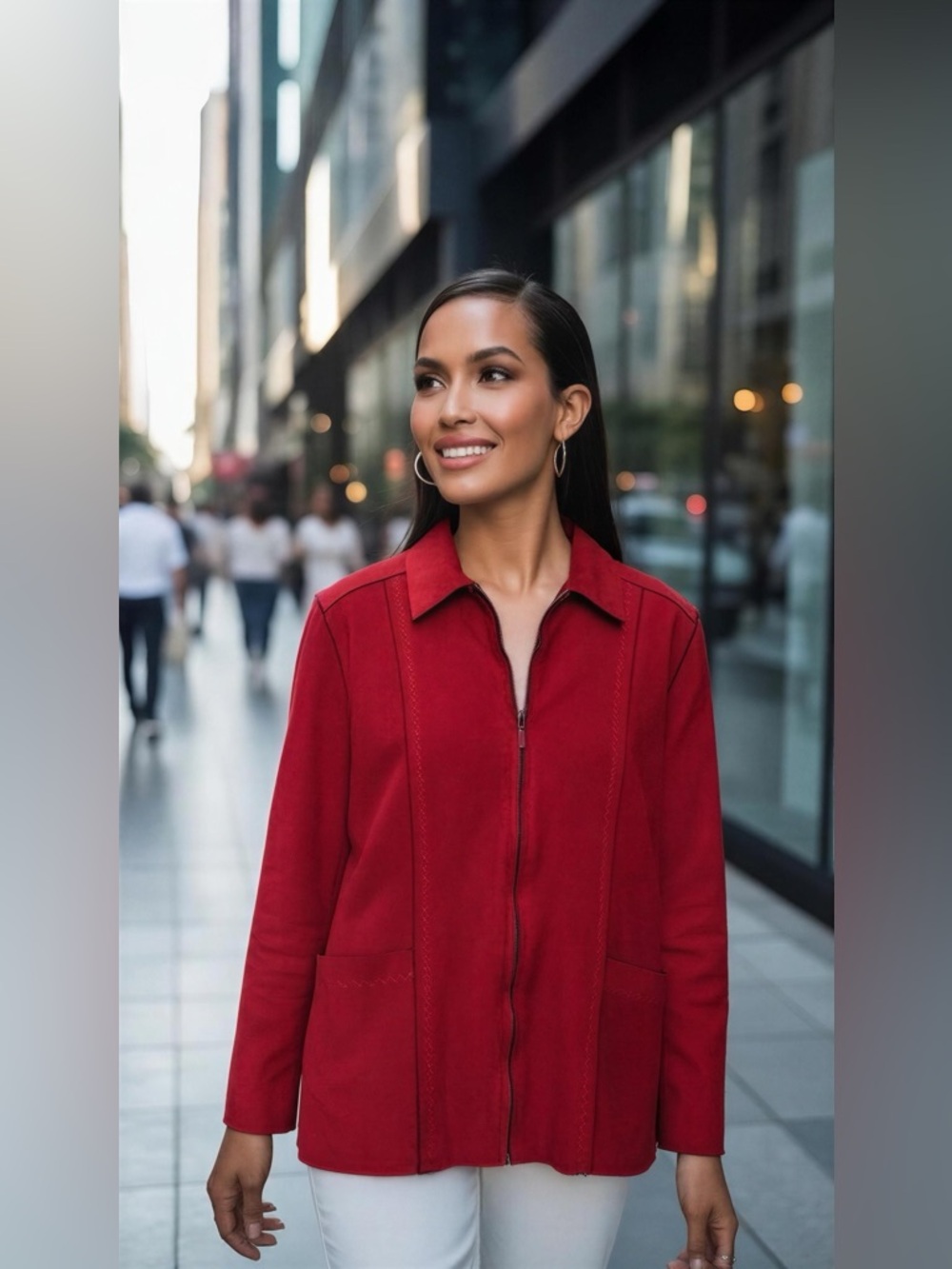 Alfred Dunner Women's Vibrant Red Utility Jacket